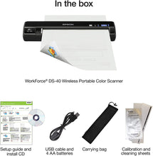 Load image into Gallery viewer, Epson WorkForce DS-40 Wireless Portable Document Scanner for PC and Mac, Sheet-fed, Mobile/Portable,Black
